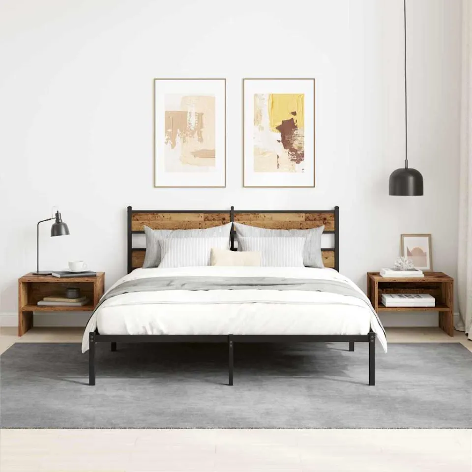 vidaXL Nachtkastje 2 st Oud hout 40 x 30 x 30 cm Bewerkt hout bruin, foto 4