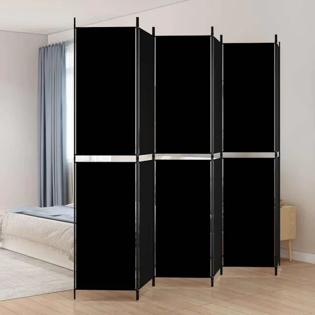 vidaXL Kamerscherm met 6 panelen 300x220 cm stof zwart, foto 2