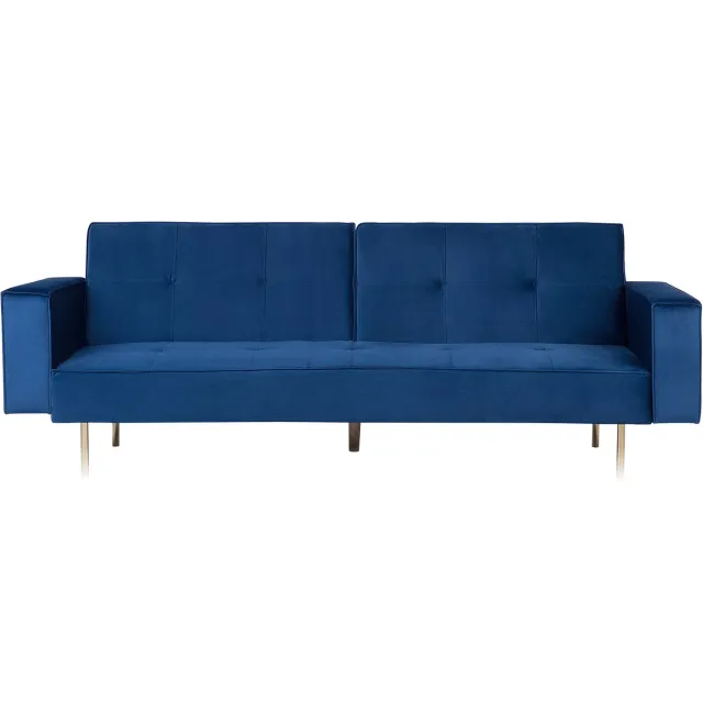 Beliani VISNES - Slaapbank 3-zits - Marineblauw - Fluweel
