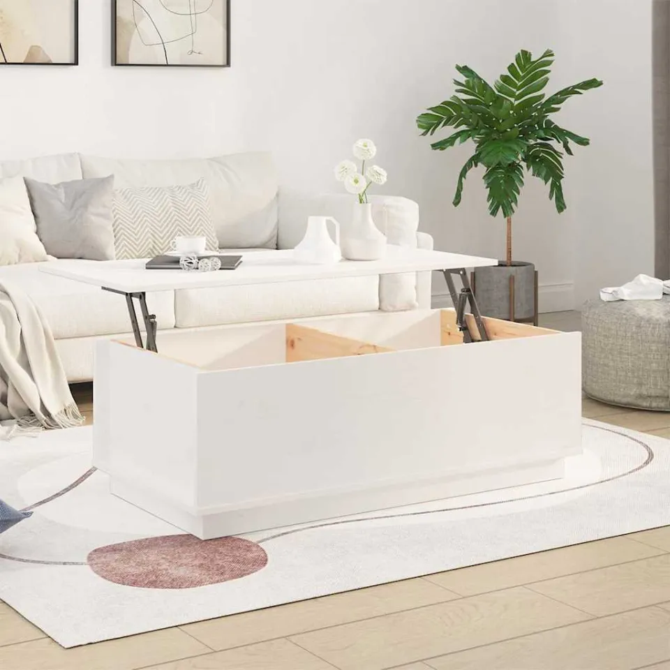vidaXL Salontafel 100x50x35 cm massief grenenhout wit, foto 3