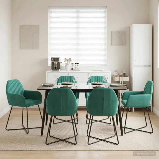vidaXL Eettafelstoelen 6 st fluweel Turquoise 55 x 50 x 84 cm