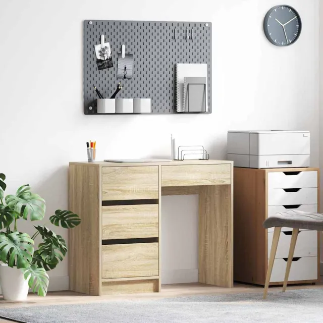 vidaXL Bureau Sonoma Eiken 90 x 37,5 x 75 cm Bewerkt hout Bruin
