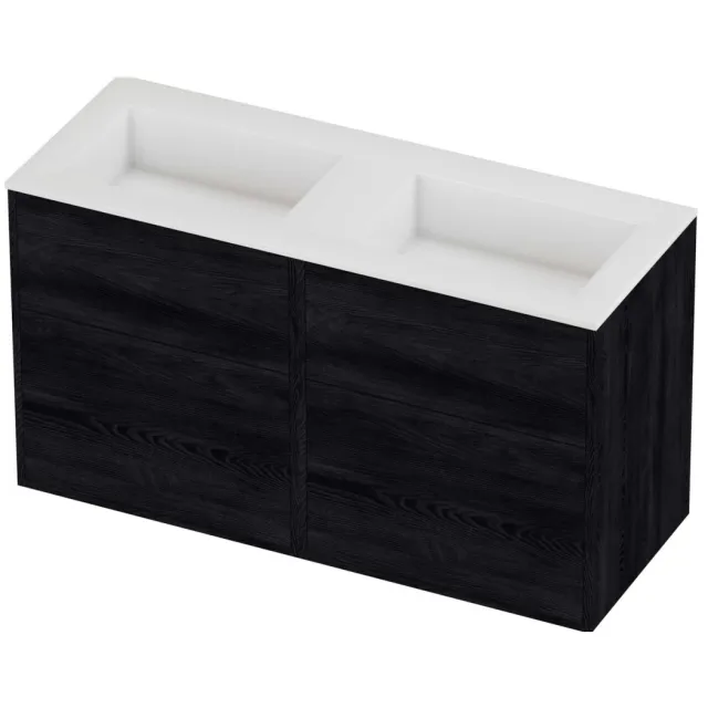 Proline Aristo Badmeubelset Polystone Elegant Zonder Gat 120x46x67 cm Glans Wit Black Oak
