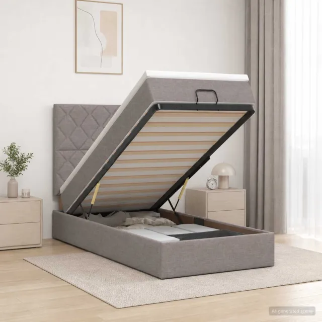 vidaXL Ottoman bed met matras met hoofdeinde Taupe 100 x 200 cm Stof