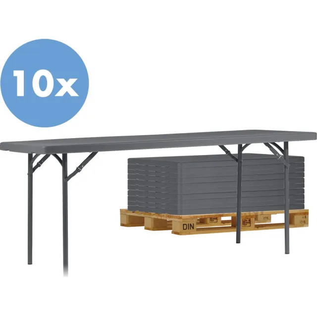 ZOWN Actiepakket | 10 klaptafel New Classic | grijs | opvouwbaar | 183 x 76 cm antraciet