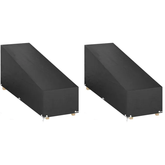 vidaXL Ligbedhoezen 2 st met 12 oogjes 205x75x40/70 cm polyetheen Zwart