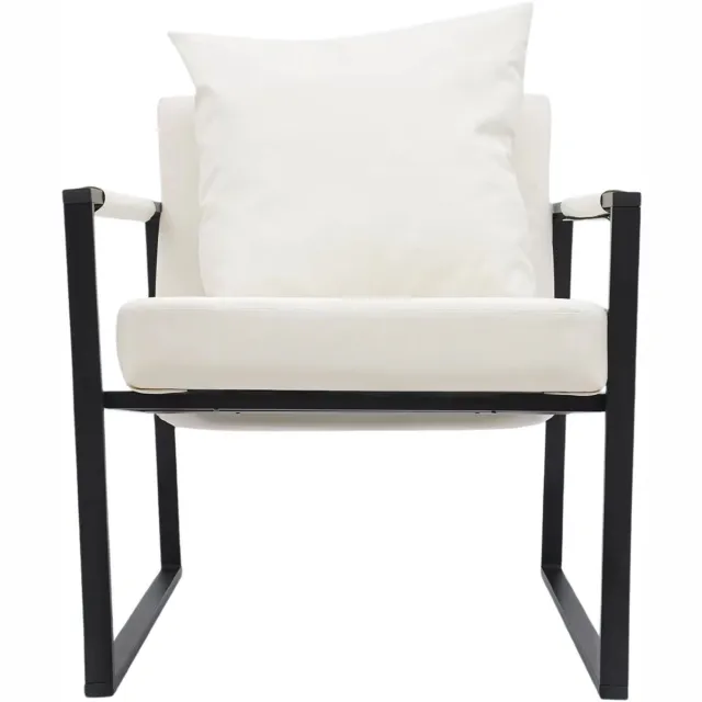 Happiq Fauteuil relaxstoel Wit - Nordic Lounge Design met Kussen en Beschermende Armleuningen, Geschikt - voor Woonkamer en Kantoor White