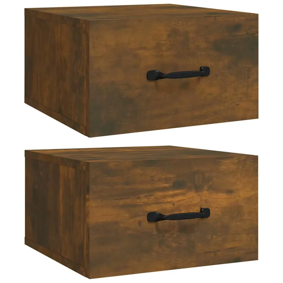 vidaXL Nachtkastjes 2 st wandgemonteerd 35x35x20 cm gerookt eikenkleur, foto 3