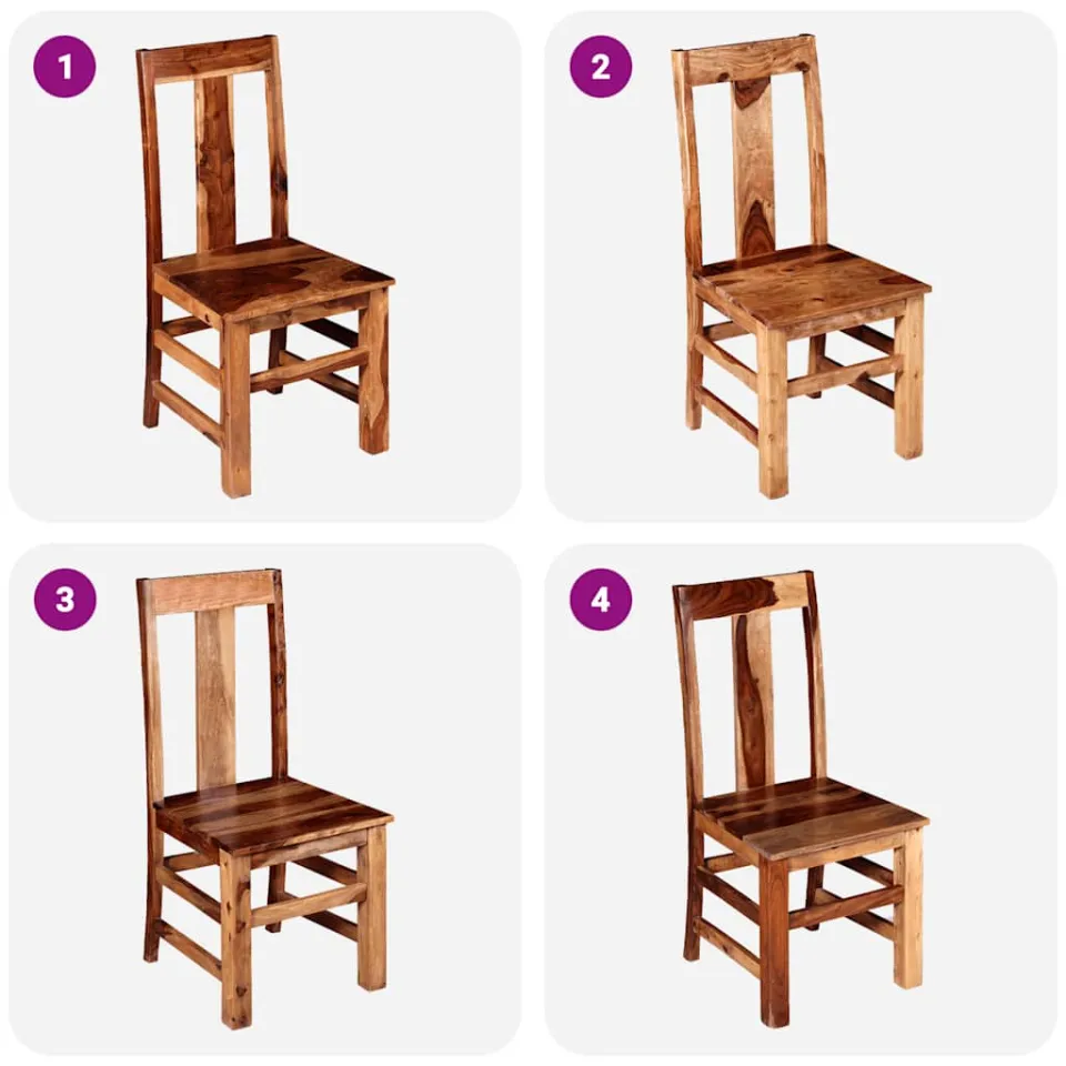 vidaXL Eetkamerstoelen 4 st massief hout bruin, foto 3