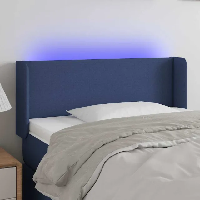 vidaXL Hoofdbord LED 93x16x78/88 cm stof blauw