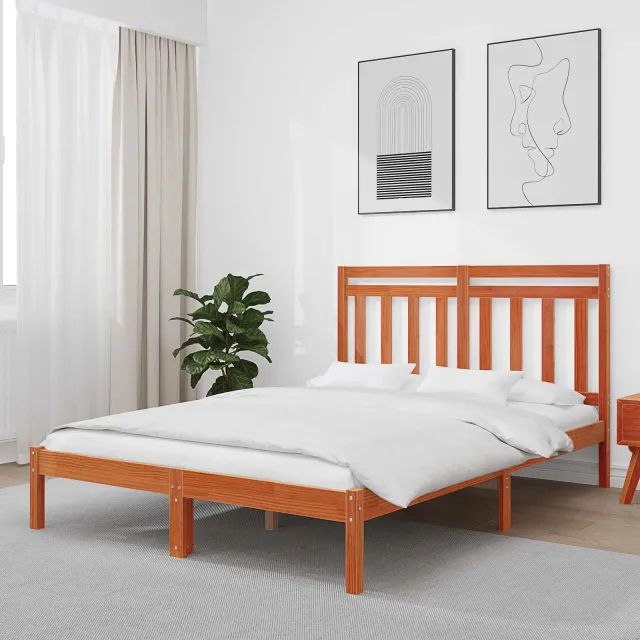 vidaXL Bedframe Wasbruin 205,5 x 145,5 x 100 cm Massief Vurenhout