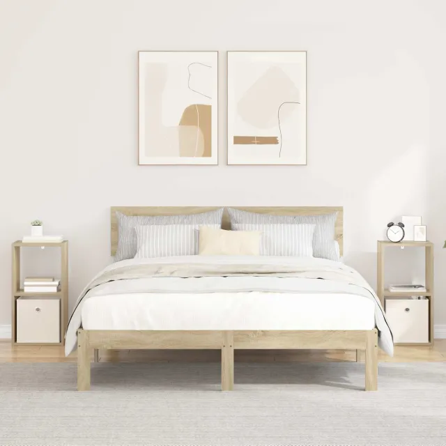 vidaXL Nachtkastje 2 st Sonoma Eiken 30,5 x 27 x 59,5 cm Bewerkt hout, foto 2