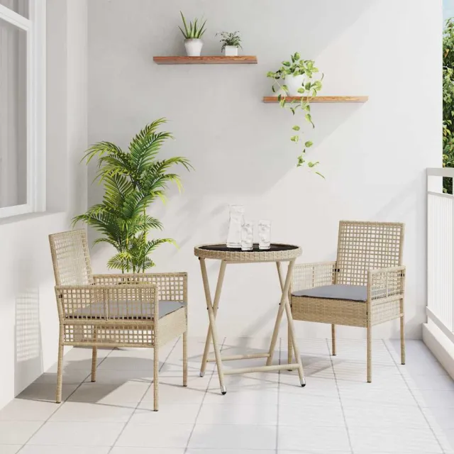 vidaXL Tuin Bistro Set 3 st Beige poly rattan, foto 2