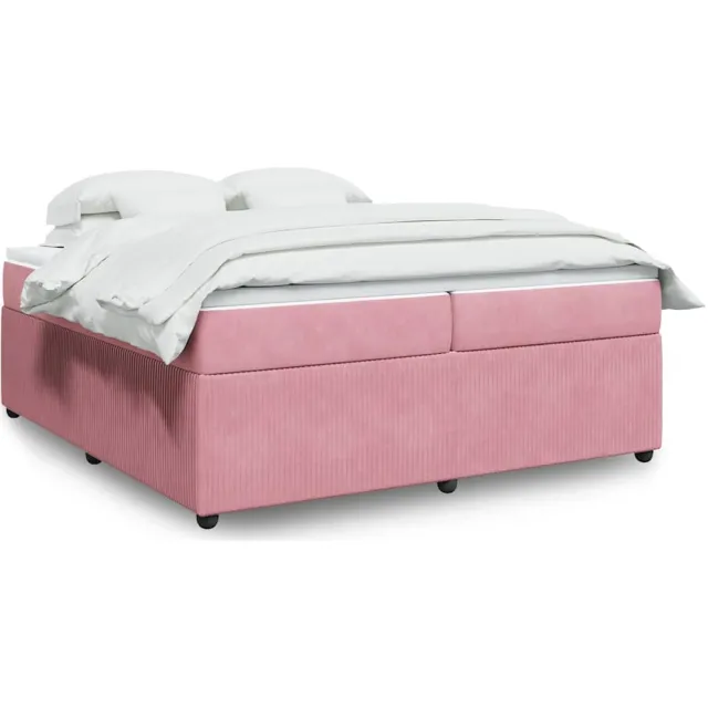 vidaXL Boxspring met matras fluweel roze 200x200 cm