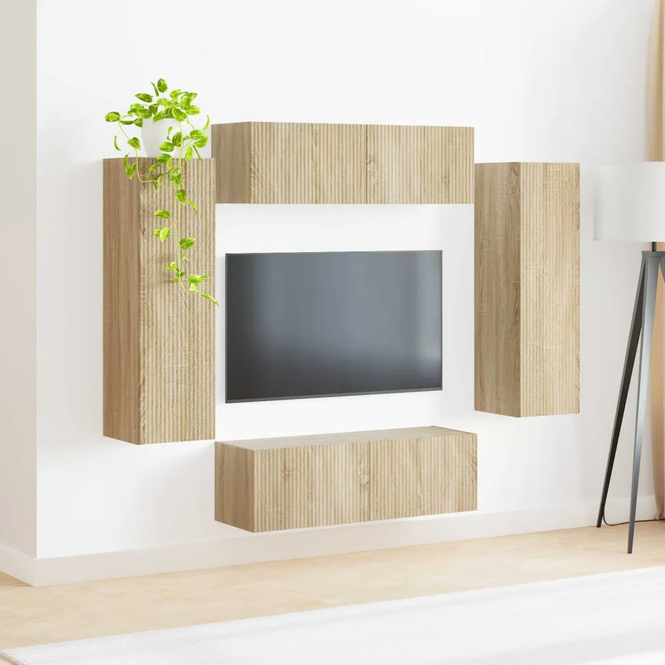 vidaXL TV Wandkast Set 4 st Sonoma Eiken Bewerkt hout, foto 4