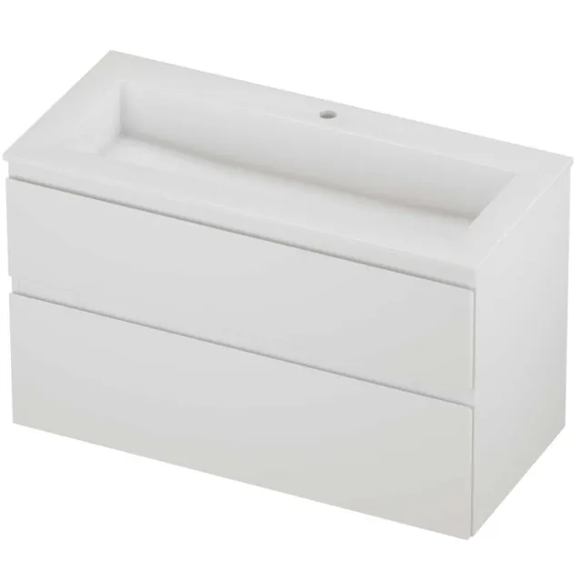 Proline Aristo Badmeubelset Polystone Elegant 1 Kraangat 100x46x62 cm Glans Wit Mat Wit