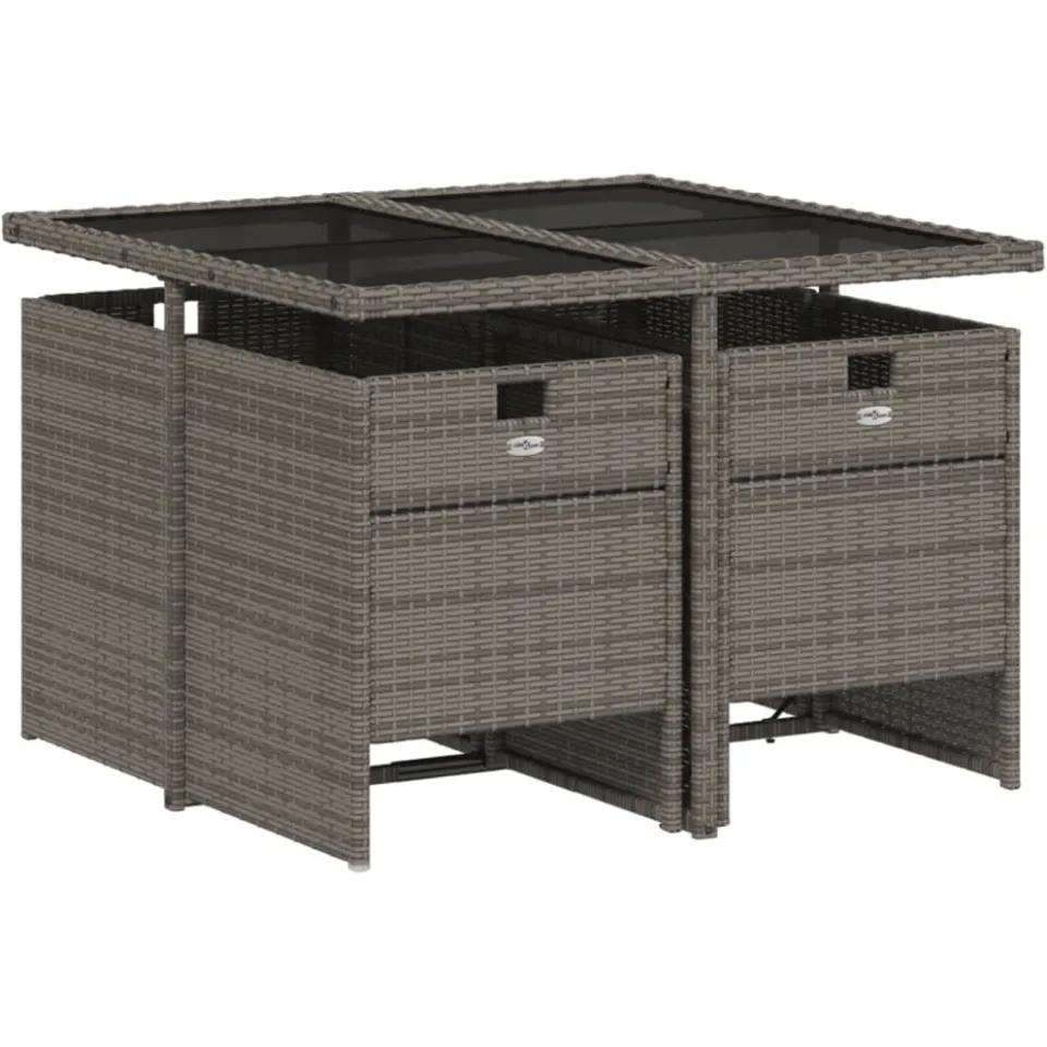 vidaXL 5-delige tuinset met kussens, grijs polyrotan