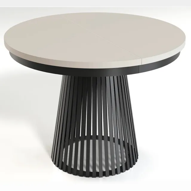 Selsey Garda – Uitschuifbare ronde eettafel, kasjmier/zwart, 100 cm