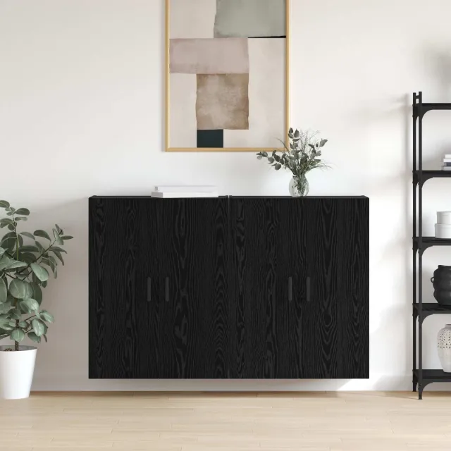 vidaXL Wandkast 2 st Zwart Eiken 69,5 x 34 x 90 cm Bewerkt hout, foto 2