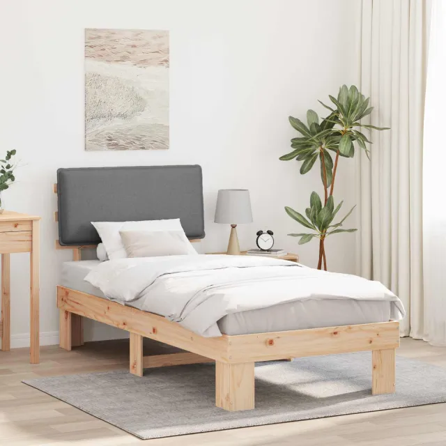 vidaXL Bedframe met Gevoerd Hoofdgedeelte Lichtgrijs 90 x 200 cm