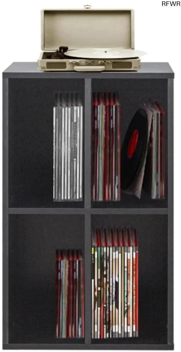 RFWR Vinyl Platenkast voor het Opbergen en Tonen van Lp's - Zwart