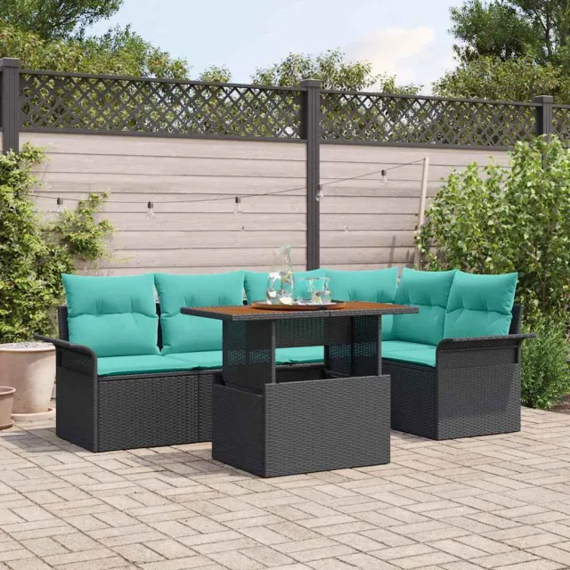vidaXL Tuin Sofa Set 6 st Zwart Poly riet, foto 2