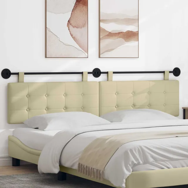 vidaXL Hangend hoofdbord Crème Kunstleer