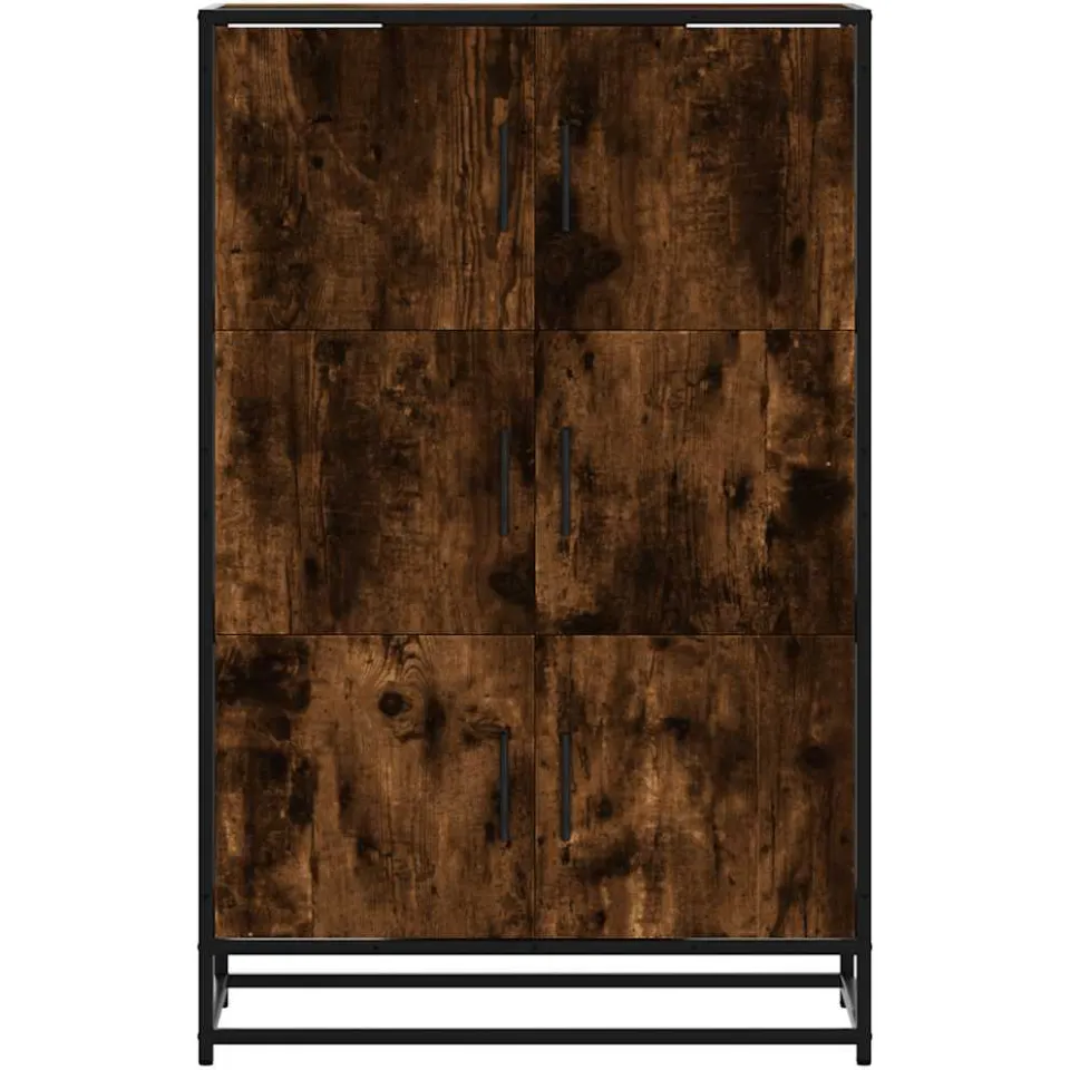 vidaXL Hoge kast 68x35x106,5 cm bewerkt hout en metaal gerookt eiken, foto 4