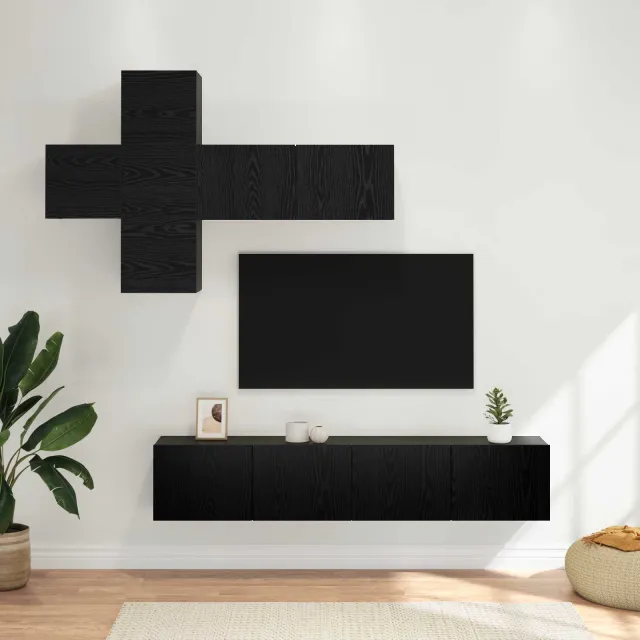 vidaXL Tv-meubelset 8 st Bewerkt hout zwart, foto 2