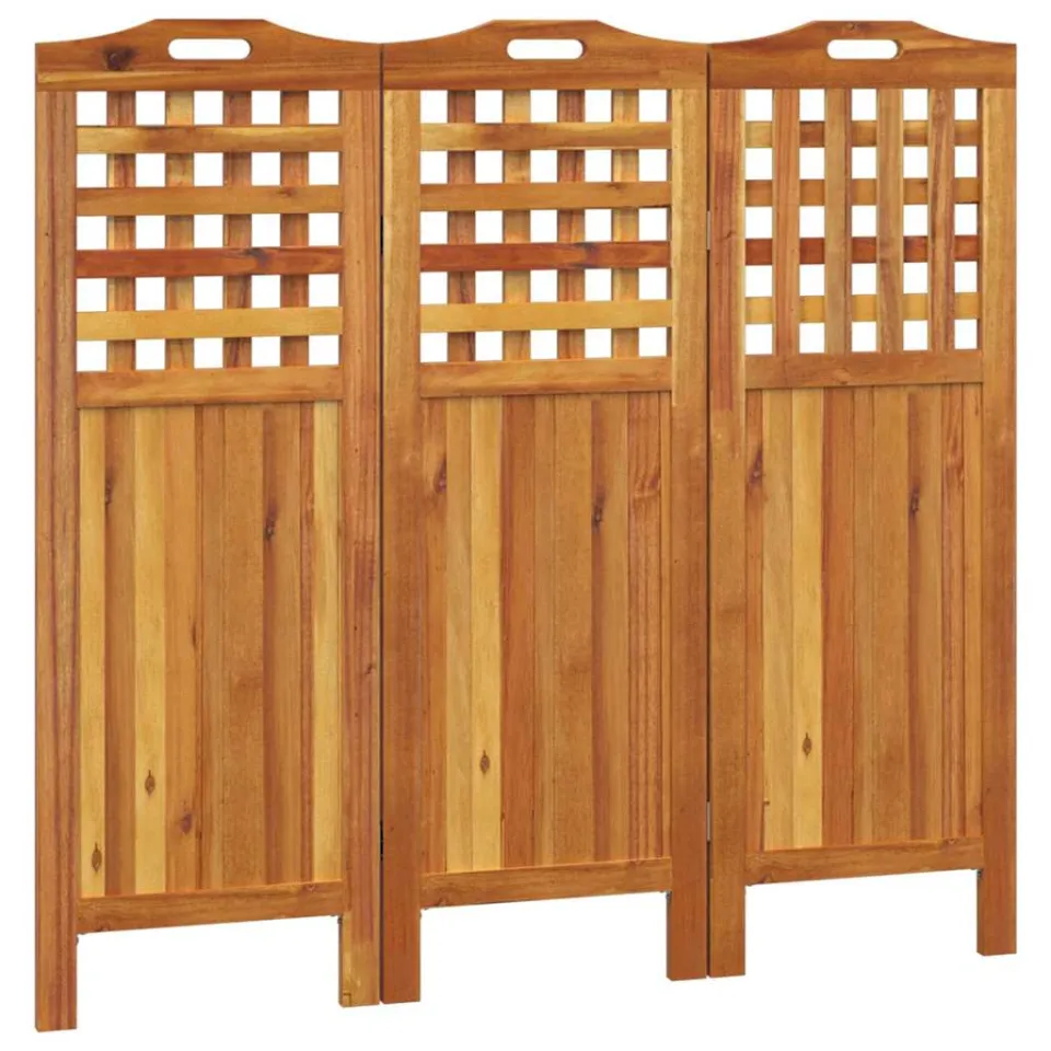 vidaXL Kamerscherm met 3 panelen 121,5x2x115 cm massief acaciahout Bruin