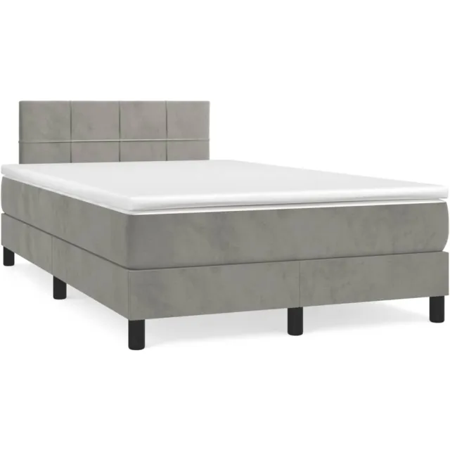 vidaXL Boxspring met matras fluweel lichtgrijs 120x190 cm grijs