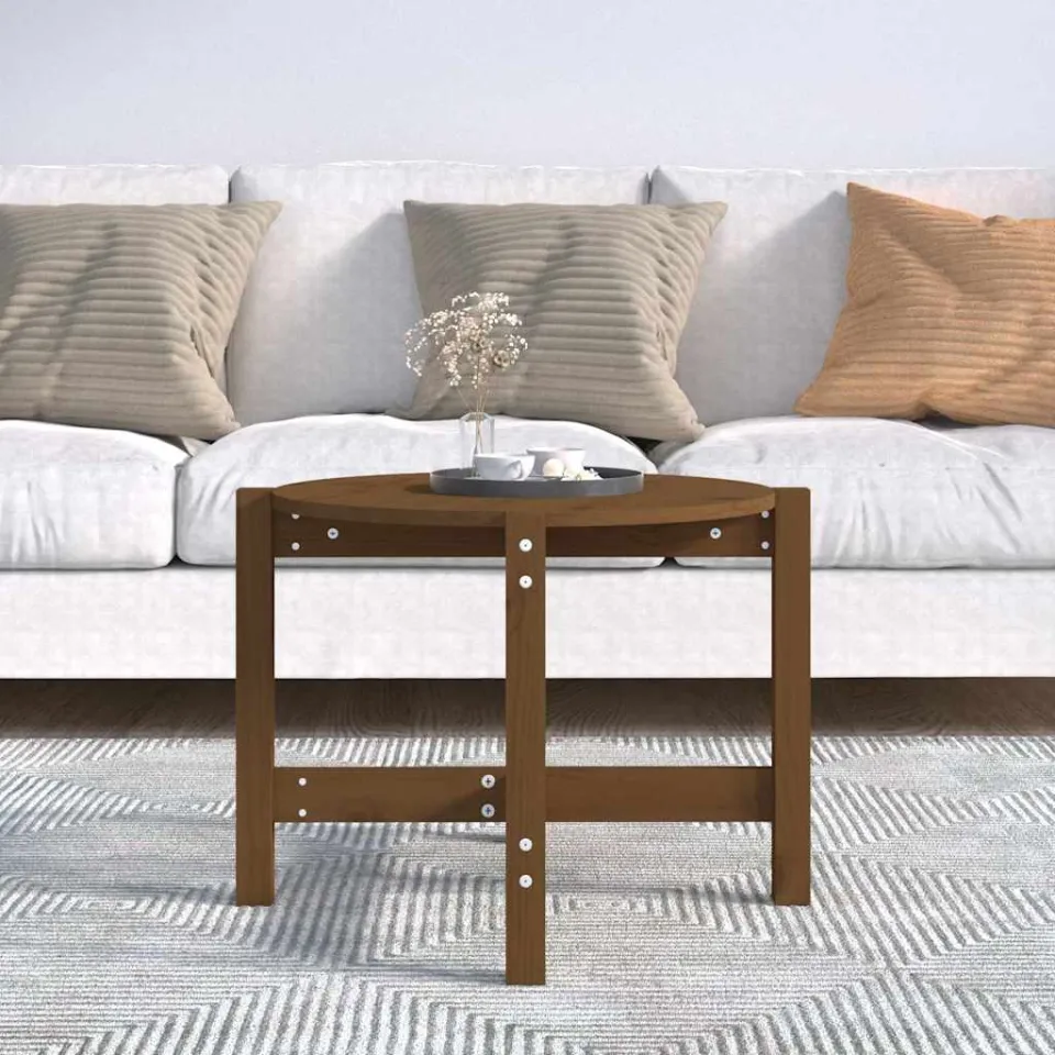 vidaXL Salontafel Ø 62,5x45 cm massief grenenhout honingbruin bruin, foto 3