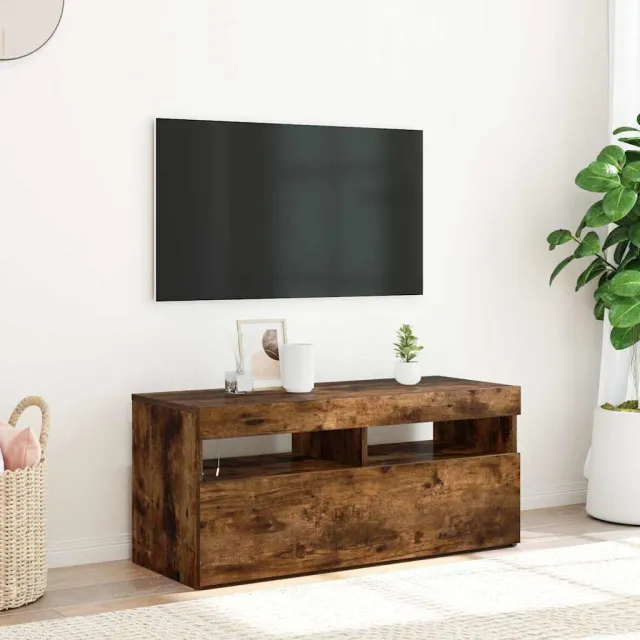 vidaXL Tv-meubel met LED-verlichting 90x35x40 cm gerookt eikenkleurig, foto 2
