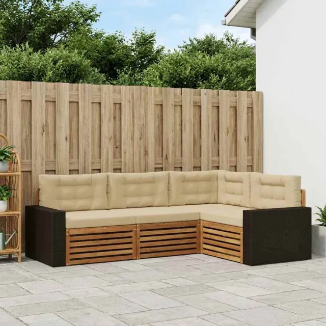 vidaXL Buiten bankenset 4 st 4-zits Natuurlijk en Beige