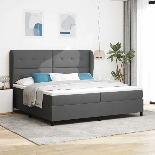 vidaXL Boxspring bed met hoofdeinde Donkergrijs 200 x 200 cm Stof