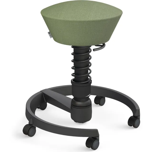 AERIS SWOPPER ergonomische bureaukruk - zwart onderstel - groen-beige gemêleerde zitting - harde wielen - wol - standaard
