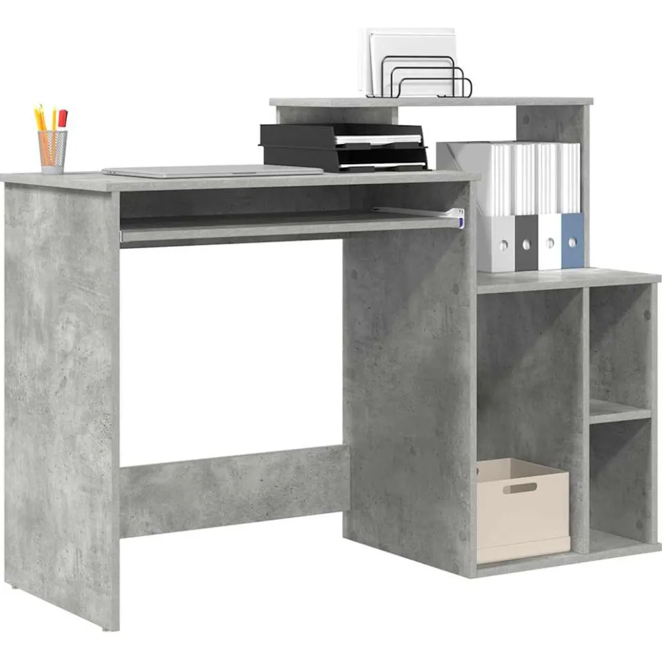 vidaXL Bureau Beton Grijs 120,5 x 44 x 88,5 cm Bewerkt hout