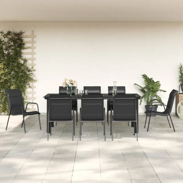 vidaXL 9-delige Tuinset textileen en staal zwart, foto 2