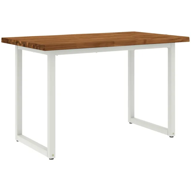 vidaXL Eettafel - met - levendige - rand - 120 - x - 70 - x - 75 - cm Natuurlijk en Wit