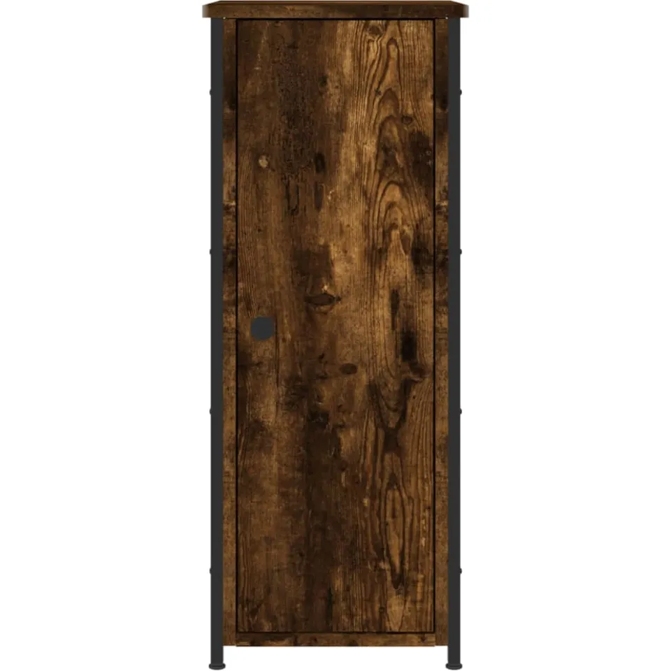 vidaXL Nachtkastje 32x42x80 cm bewerkt hout gerookt eikenkleurig Bruin