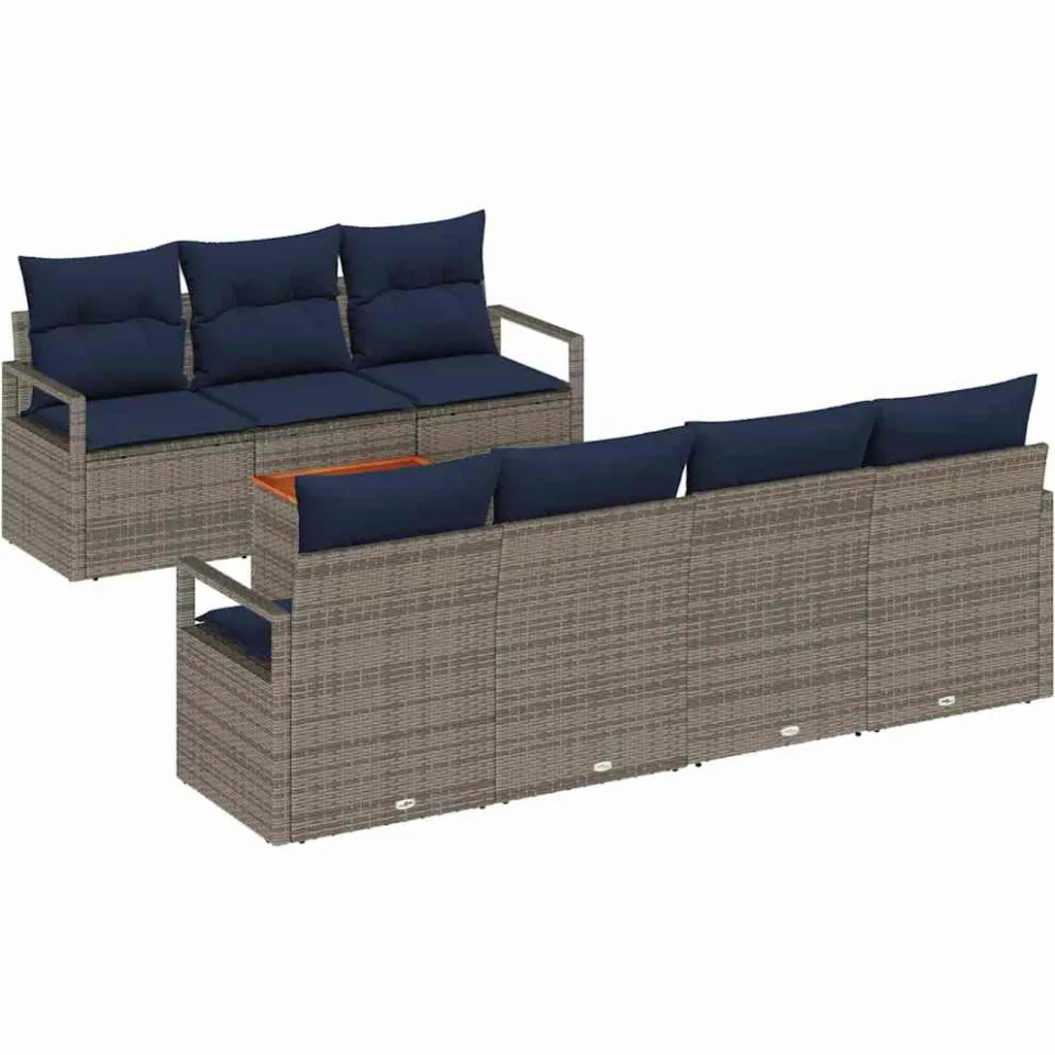 vidaXL Tuinbankenset 8 st Grijs poly rattan