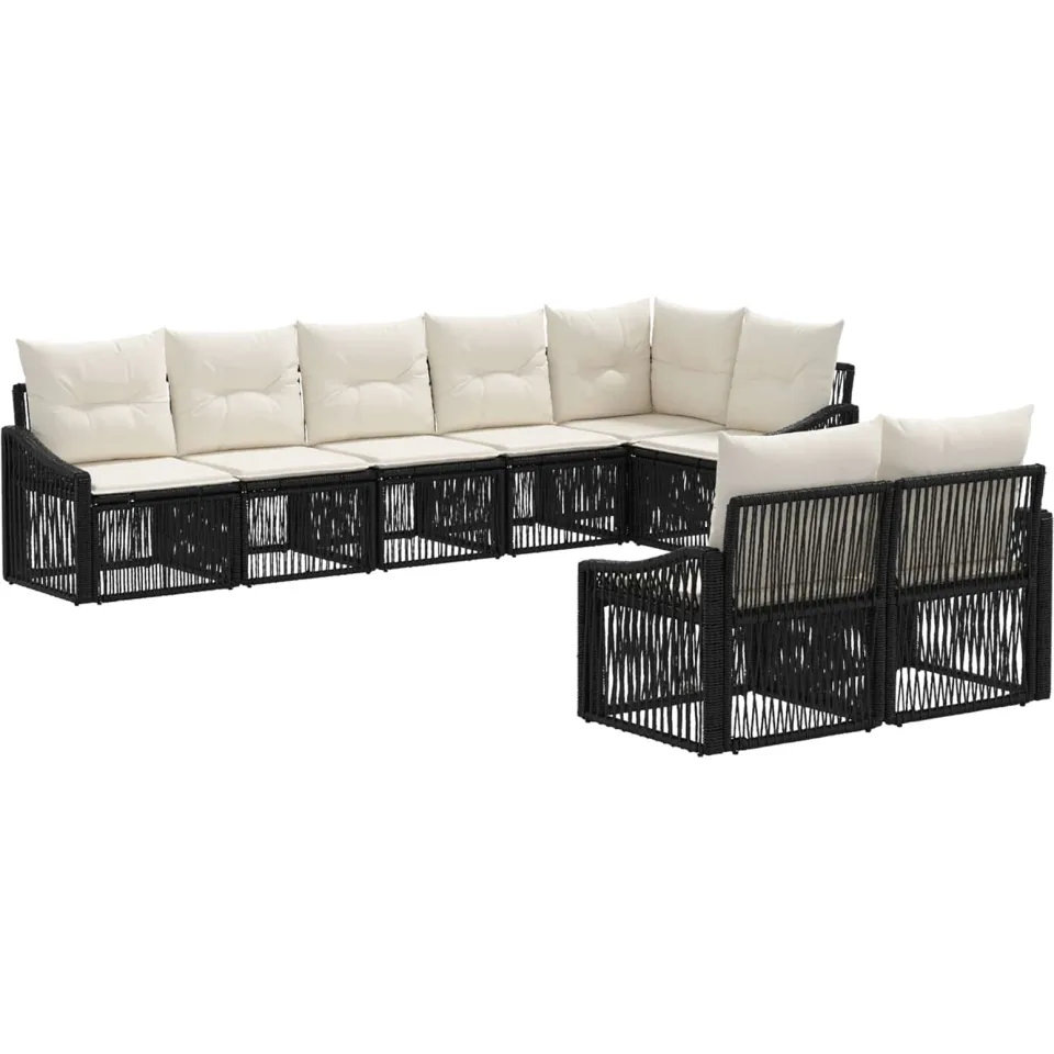 vidaXL Tuinbankenset 8 st 8-zits Zwart poly rattan, foto 3