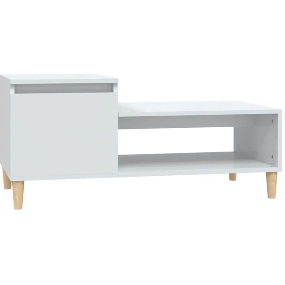 vidaXL Salontafel 100x50x45 cm bewerkt hout hoogglans wit