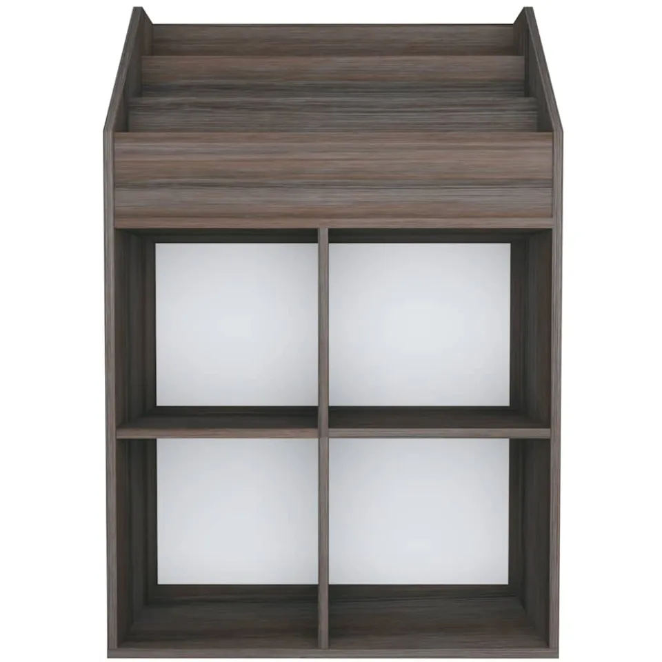 vidaXL Kindertijdschriftenrek 71x30x114 cm bewerkt hout grijs en eiken