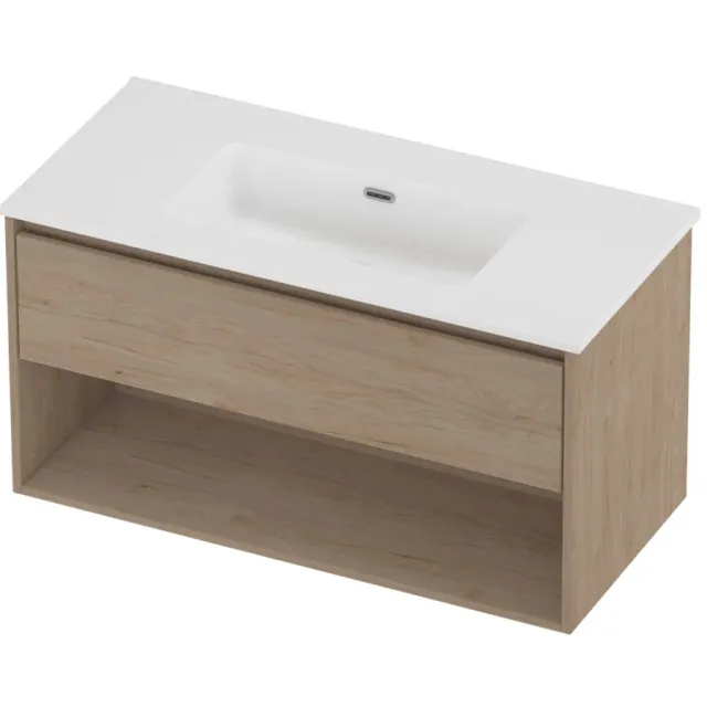 Proline Tribute Badmeubelset Porselein Elegant Schap 100x46x54 cm Mat White Ideal Oak Eiken