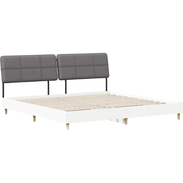 vidaXL Tweepersoonsbed met hoofdbord Wit en Lichtgrijs 200 x 200 cm