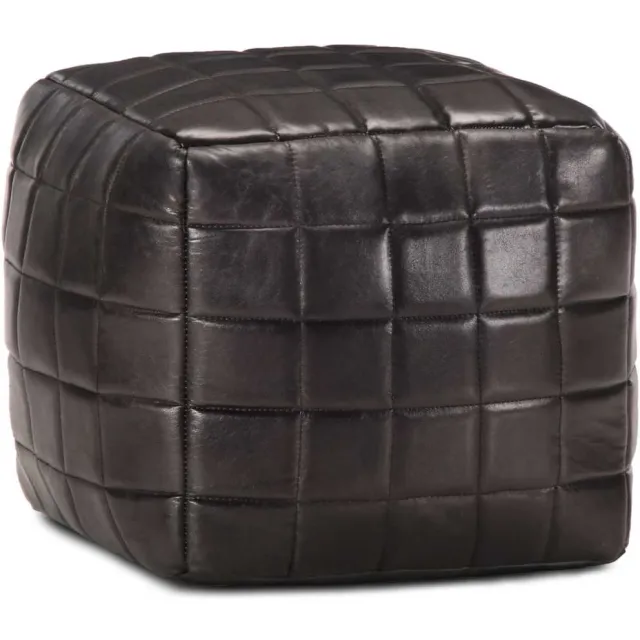 vidaXL Poef 40x40x40 cm echt geitenleer zwart