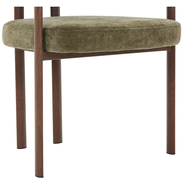 Vente-unique Set van 6 stoelen in stof en metaal met houtlook - Groen en donker naturel - CIBARO Kaki
