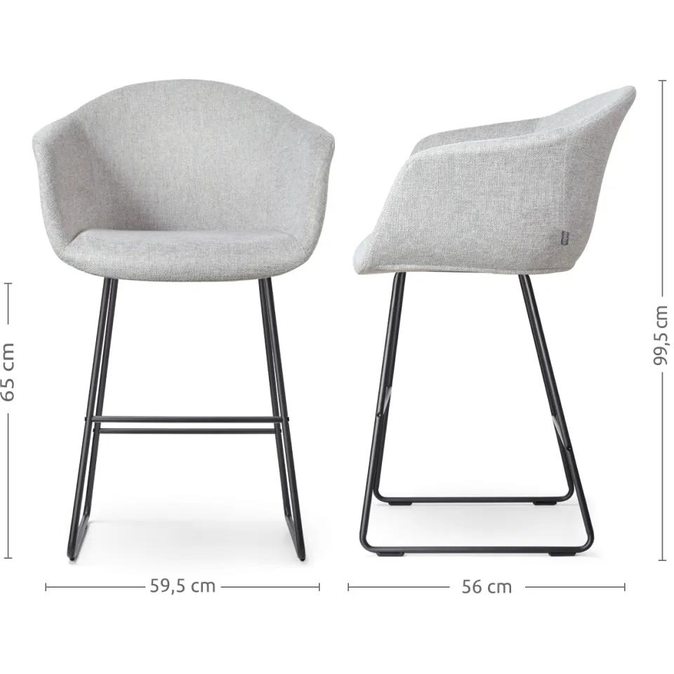 Nolon Nino-Otis barkruk lichtgrijs - zwart onderstel - 65 cm, foto 3