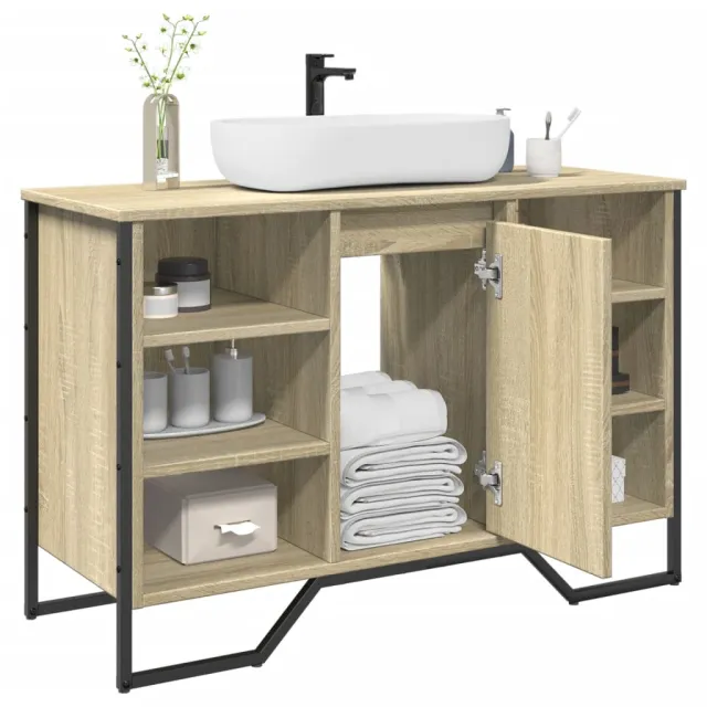 vidaXL Wastafelkast 91x35x60 cm bewerkt hout sonoma eikenkleurig Bruin